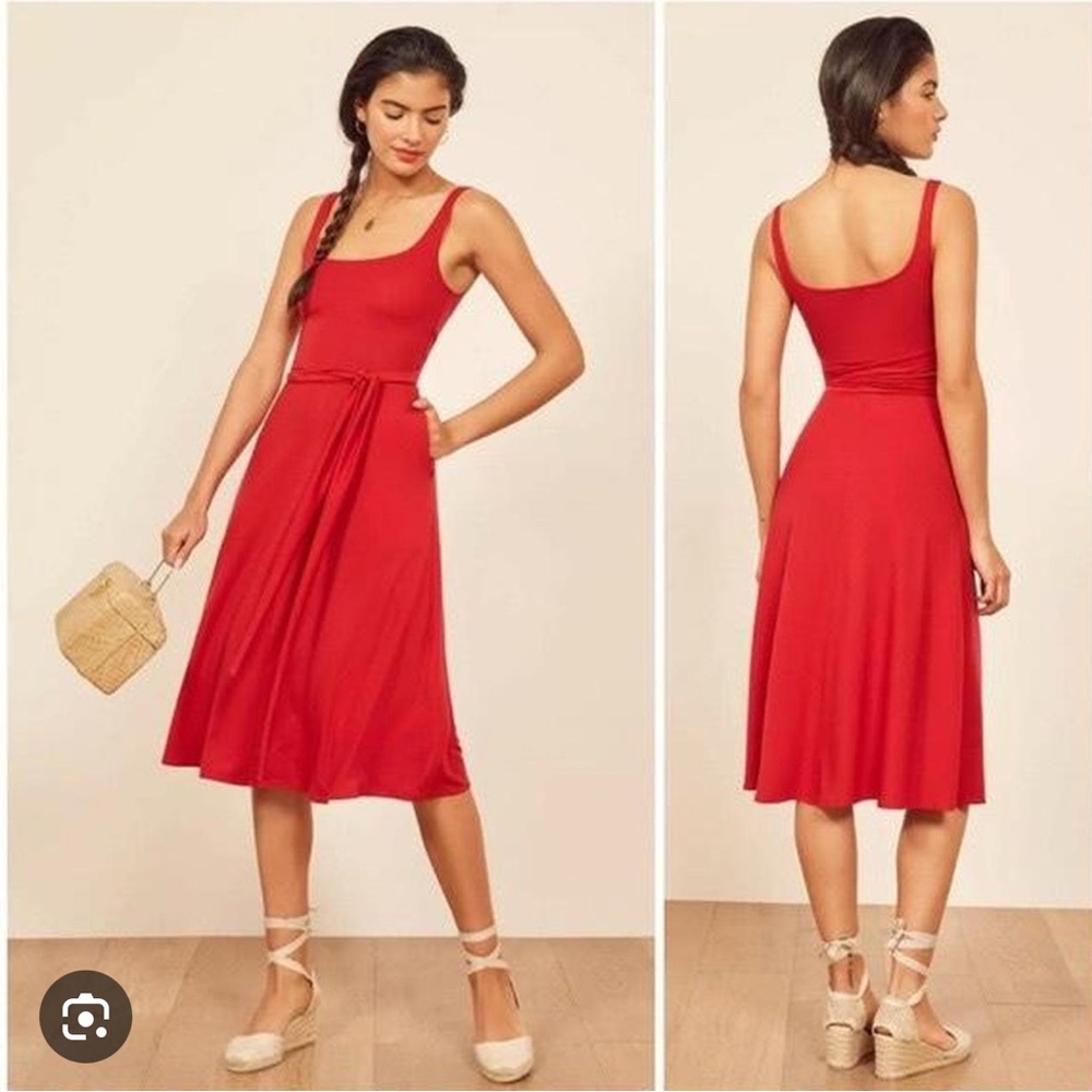 Reformation Red Midi Dress